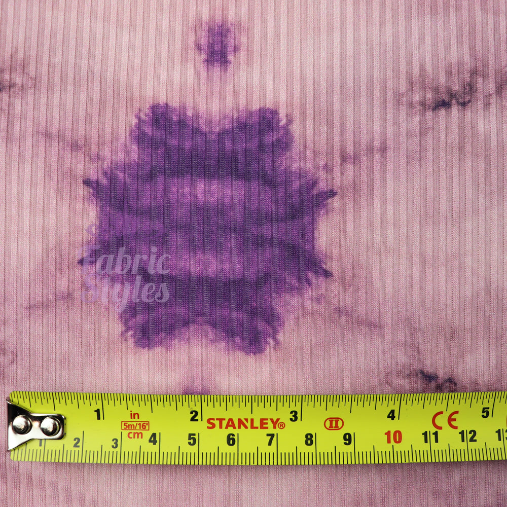 FS710 Tie Dye Rib Stretch Knit Fabric Purple