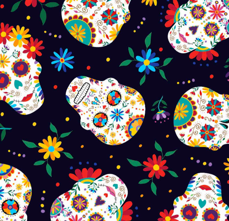 FS5120 Skull Floral Halloween Design