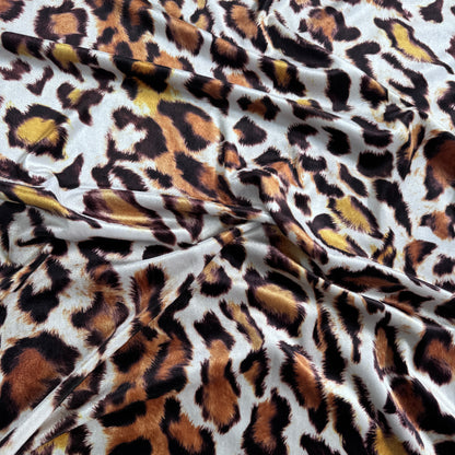 FS1264 Leopard Skin Velvet Stretch Knit Fabric