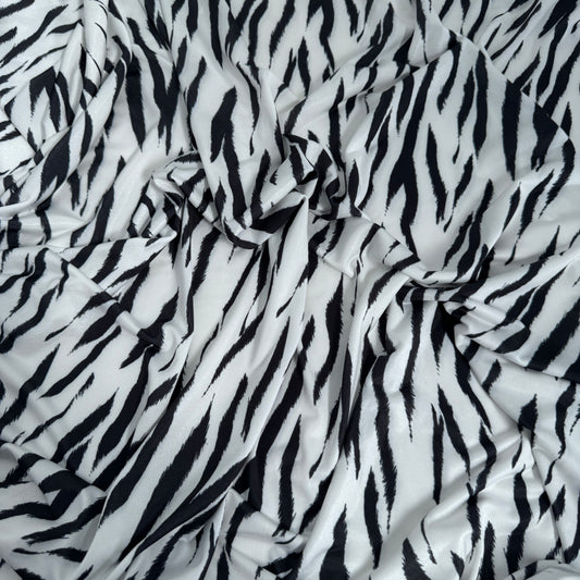 Monochrome Zebra All Way Stretch Soft Touch Fabric