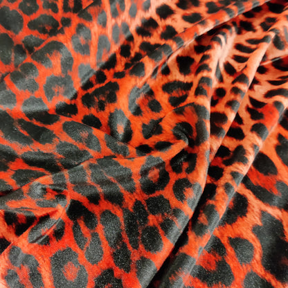 Red Leopard Animal Print Velvet