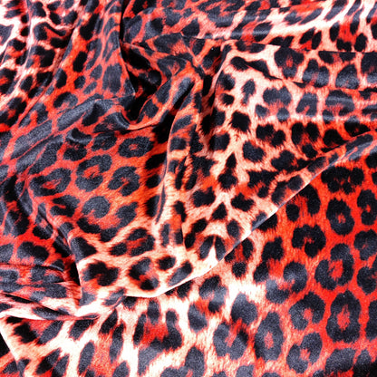 Red Leopard Animal Print Velvet