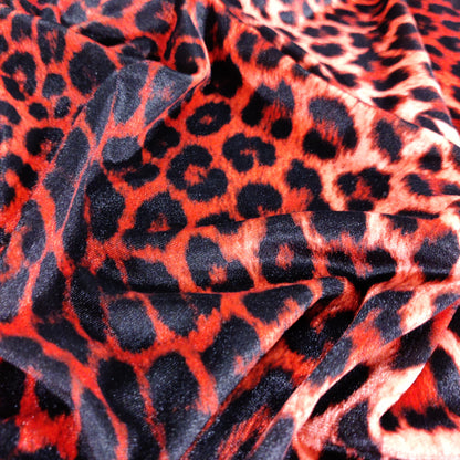 Red Leopard Animal Print Velvet