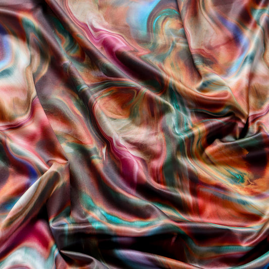 FS1215 Dynamic Swirl Tie Dye Print Scuba Stretch Knit Fabric | Fabric | Black, Blue, Brown, Colourful, drape, Fabric, fashion fabric, Green, Marble, Marble Effect, New, Nude, Orange, paint, paint strokes, Purple, Scuba, sewing, Stretchy, Swirl, Teal, tie dye | Fabric Styles