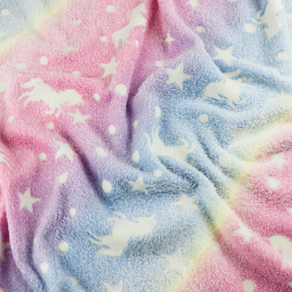 FS1227 Magic Unicorn Stars Glow In The Dark Fleece Fabric