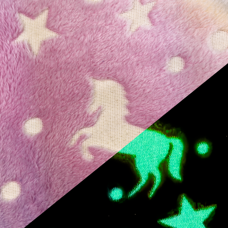 FS1227 Magic Unicorn Stars Glow In The Dark Fleece Fabric