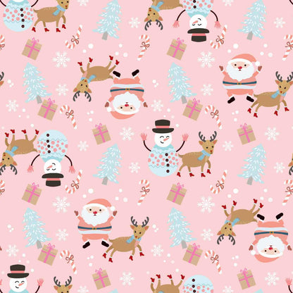 FS1224 Christmas Eve Surprise Scuba Stretch Fabric Pink