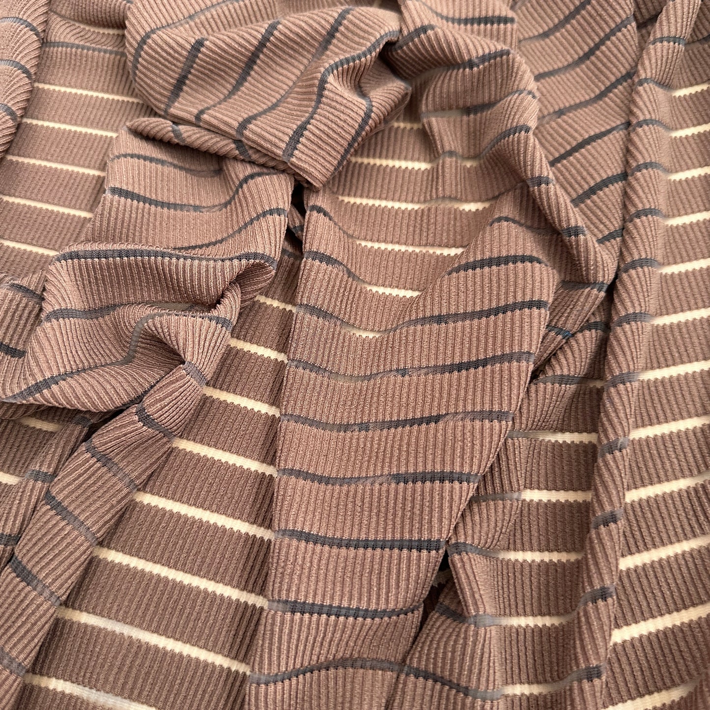 FS1199 Plain Burnout 2 x 1 Rib Stretch Fabric Ivory Chocolate | Fabric | Black, drape, Fabric, fashion fabric, FS988, Ivory, jersey, making, New, Plain, Power Mesh, Powermesh, Rib, Ribbed, Ribbing, sewing, stretch, Stretchy | Fabric Styles