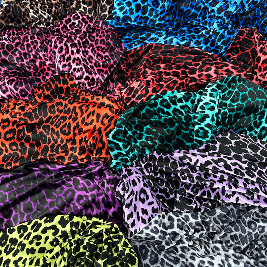 FS005 Leopard Print Scuba, Spun Polyester & Velvet Fabric | Fabric | Animal, Brown, Dark, drape, Fabric, fashion fabric, Gold, Green, Grey, Leopard, making, New, Pink, Purple, Red, Scuba, sewing, spandex, spun polyester, Spun Polyester Elastane, Stretch, Stretchy, Valentino, Velvet | Fabric Styles