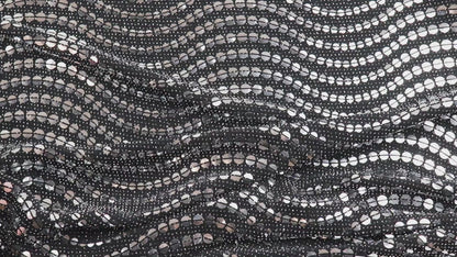 FS1223 Shiny Metallic Foil Silver Circle wave Sequins Lurex Nylon Stretch Fabric