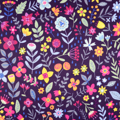 FS805 Ditsy Floral | Fabric | drape, elastane, Fabric, fashion fabric, Floral, Flower, ivory, jersey, making, Polyester, Purple, Scuba, sewing, Stretch, Stretchy | Fabric Styles