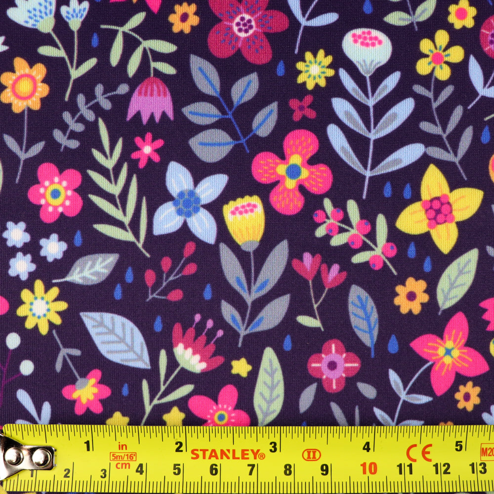 FS805 Ditsy Floral | Fabric | drape, elastane, Fabric, fashion fabric, Floral, Flower, ivory, jersey, making, Polyester, Purple, Scuba, sewing, Stretch, Stretchy | Fabric Styles