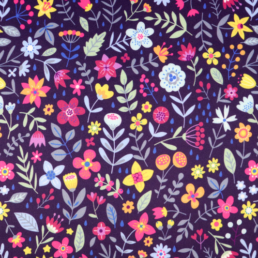 FS805 Ditsy Floral | Fabric | drape, elastane, Fabric, fashion fabric, Floral, Flower, ivory, jersey, making, Polyester, Purple, Scuba, sewing, Stretch, Stretchy | Fabric Styles