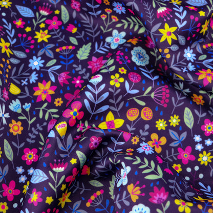 FS805 Ditsy Floral | Fabric | drape, elastane, Fabric, fashion fabric, Floral, Flower, ivory, jersey, making, Polyester, Purple, Scuba, sewing, Stretch, Stretchy | Fabric Styles