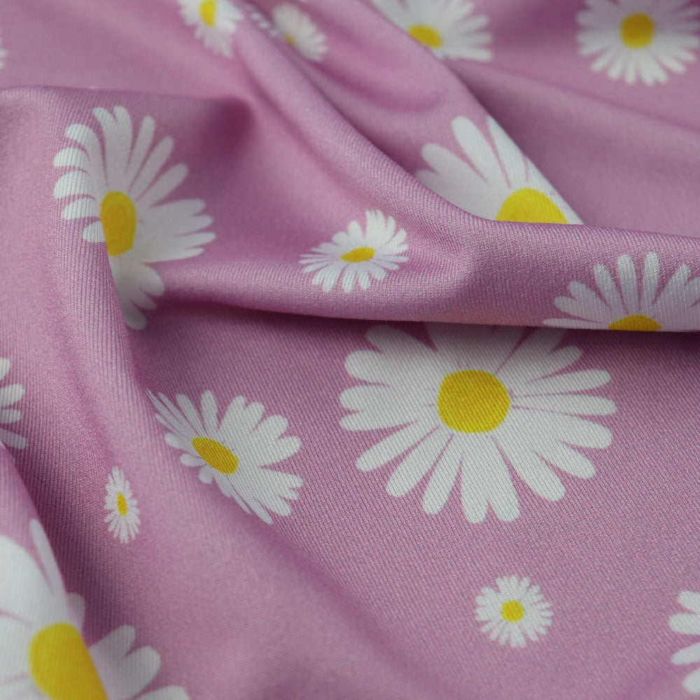 FS701 Daisy Flower | Fabric | Activewear, Blue, drape, Fabric, fashion, fashion fabric, Floral, Flower, Lilac, Neon, Pink, polyester, sale, sportswear, stretch, Stretchy, Swim, Swimming, Swimwear | Fabric Styles