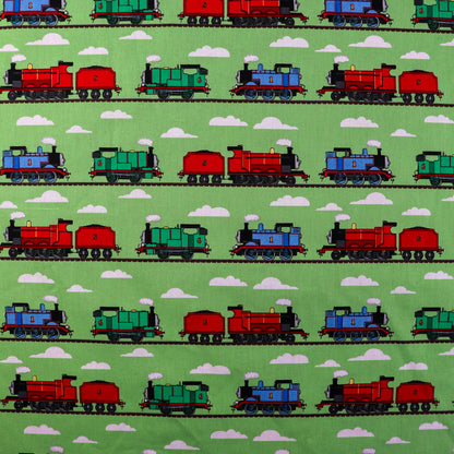 FS907_3 Thomas Train Track | Fabric | Brand, Branded, cartoon, Cartoon Network, Children, comic, comics, Cotton, Engine, Fabric, fashion fabric, Friends, hero, Kids, Light blue, logo, making, Tank, The, Thom, Thomas, Thomas & Friends, Thomas the tank engine, Train | Fabric Styles