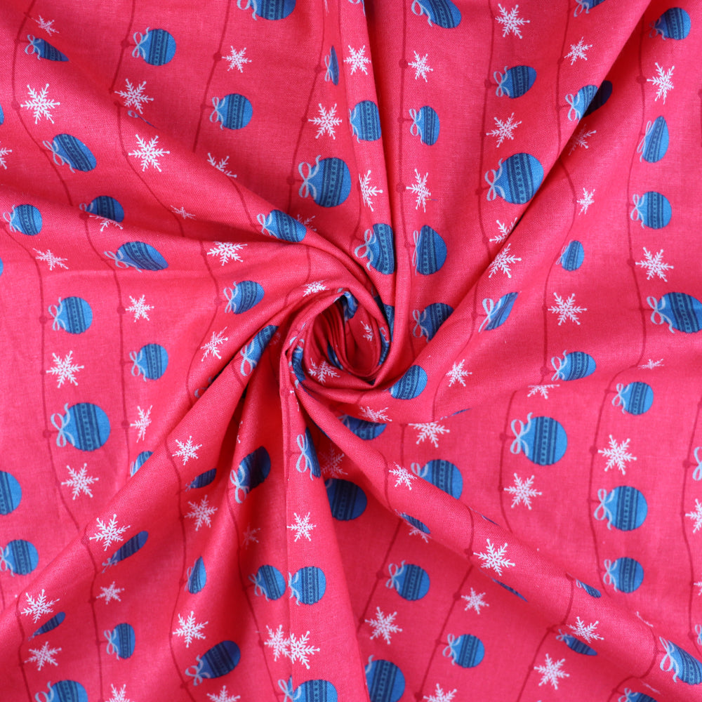 FS682_1 Christmas Festive Mount Baubles Cotton Fabric Red | Fabric | blue, celebration, children's, Christmas, Cotton, Denim, drape, Dream, Dream Catcher, Fabric, fashion fabric, Feathers, Festive, kid, kids, Light blue, making, SALE, sewing, Skirt, Snowflake, Totem, Xmas | Fabric Styles