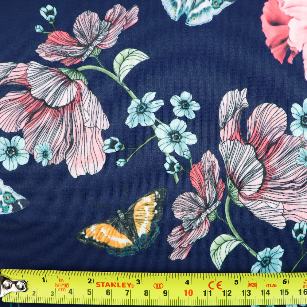 FS830 Black & Navy Floral | Fabric | fabric, Floral, jersey, sale, scuba, stretch | Fabric Styles