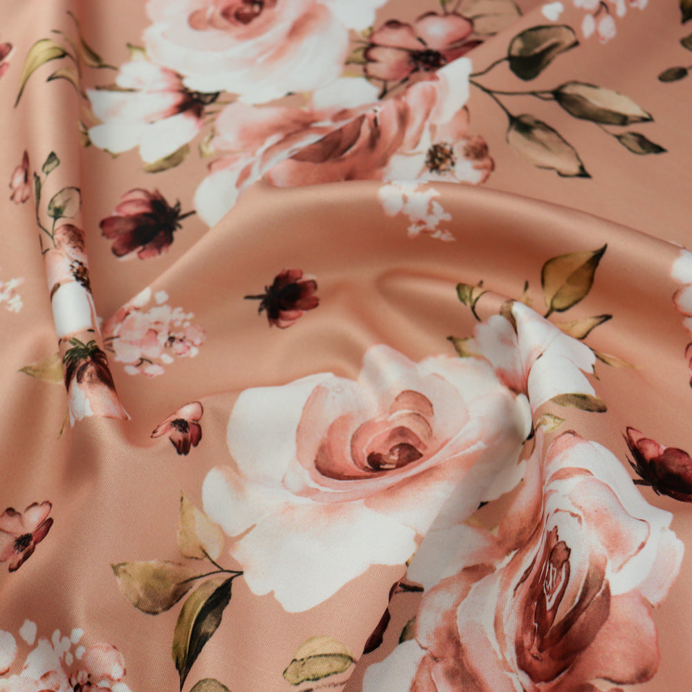 FS1012 Botanical Spring Floral Scuba Stretch Knit Fabric Mink | Fabric | Conversational, fabric, floral, flowers, FS426, mink, scuba | Fabric Styles