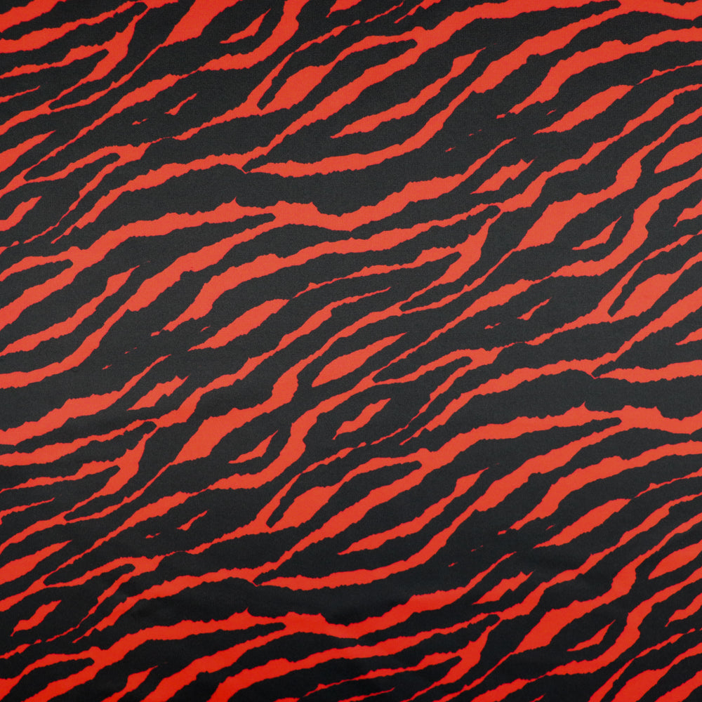 FS1115 Zebra Scuba Stretch Knit Fabric Red & Black | Fabric | Animal, Black, drape, Fabric, fashion fabric, Scuba, sewing, Stretchy, White, Zebra | Fabric Styles