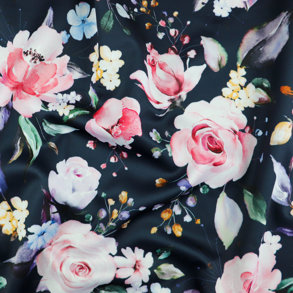 FS999 Botanic Floral | Fabric | Blossom, fabric, floral, FS426, Peony, pink rose, scuba, summer, White | Fabric Styles