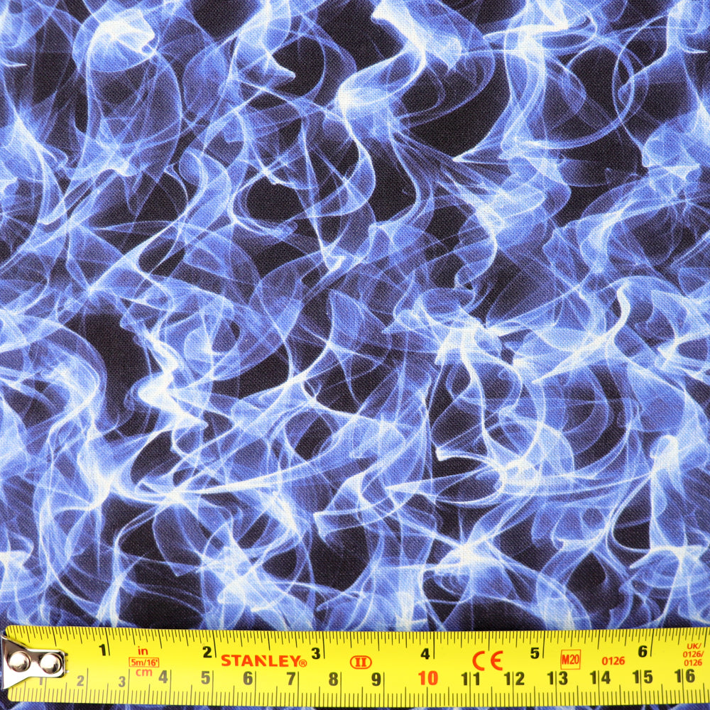 FS1021 Flames Cotton Fabric Blue | Fabric | Blue flames, children, Cotton, drape, Fabric, fashion fabric, Fire, Flame, Kids, Lightning, making, Rainbow, sewing, Skirt, Tie Dye | Fabric Styles