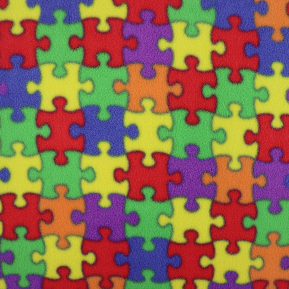 FS1050 Jigsaw Puzzle Polar Fleece Fabric | Fabric | Bright, Check, Children, Comfort, Cuddle, Cuddle fleece, Cuddly, drape, Fabric, fashion fabric, Fleece, Kids, making, Neon, Polyester, Rainbow, sewing | Fabric Styles