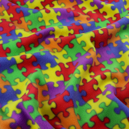 FS1050 Jigsaw Puzzle Polar Fleece Fabric | Fabric | Bright, Check, Children, Comfort, Cuddle, Cuddle fleece, Cuddly, drape, Fabric, fashion fabric, Fleece, Kids, making, Neon, Polyester, Rainbow, sewing | Fabric Styles