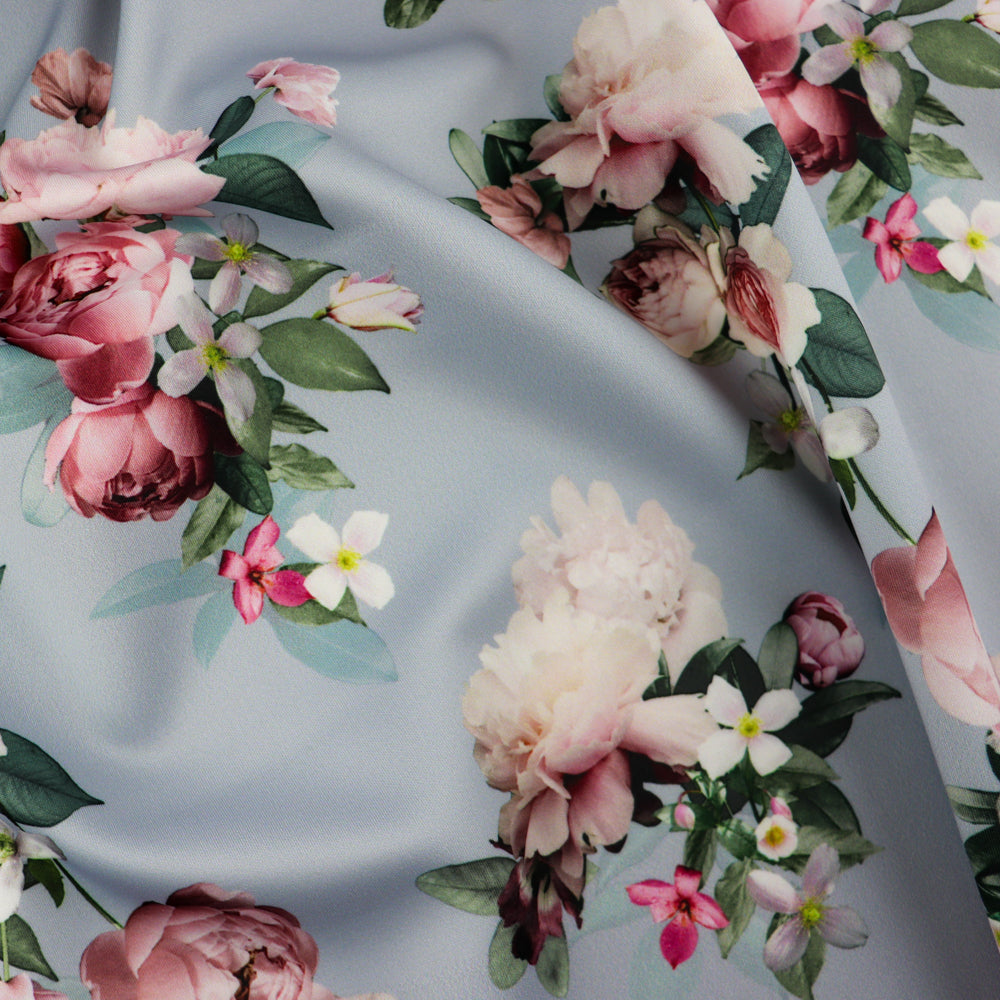Blue Floral Print Scuba Tie Front Bralette