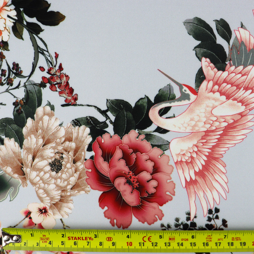 FS1075 Floral Oriental Swan Scuba Stretch Fabric | Fabric | drape, Eagle, Fabric, fashion fabric, Floral, Flower, oriental, Scuba, sewing, Swan | Fabric Styles