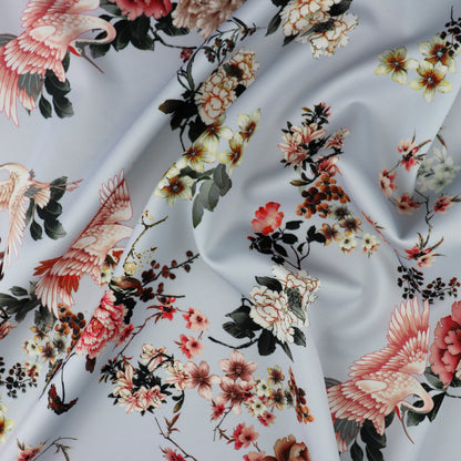 FS1075 Floral Oriental Swan Scuba Stretch Fabric | Fabric | drape, Eagle, Fabric, fashion fabric, Floral, Flower, oriental, Scuba, sewing, Swan | Fabric Styles