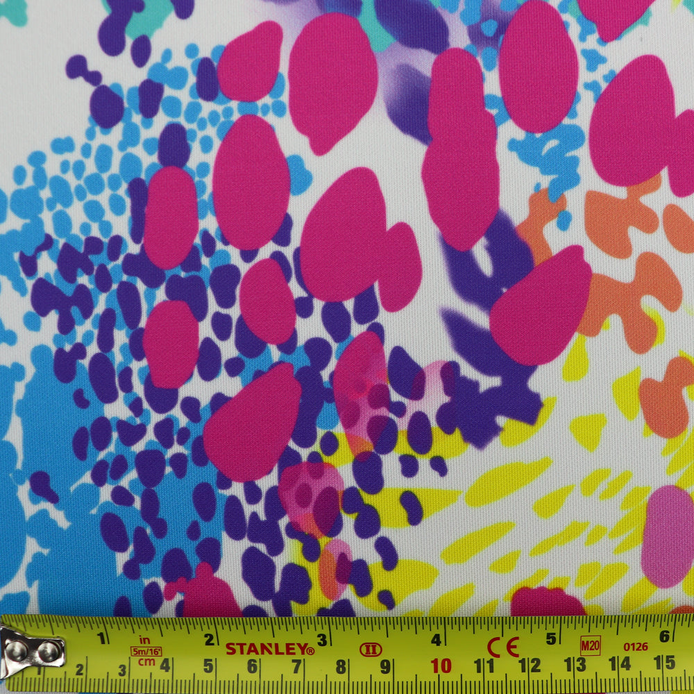 FS1059 Animal Burst Stretch Knit Fabric Multicolour | Fabric | animal, blue, fabric, leopard, pink, scuba | Fabric Styles