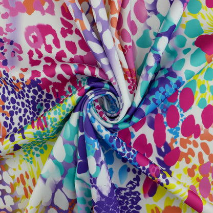 FS1059 Animal Burst Stretch Knit Fabric Multicolour | Fabric | animal, blue, fabric, leopard, pink, scuba | Fabric Styles