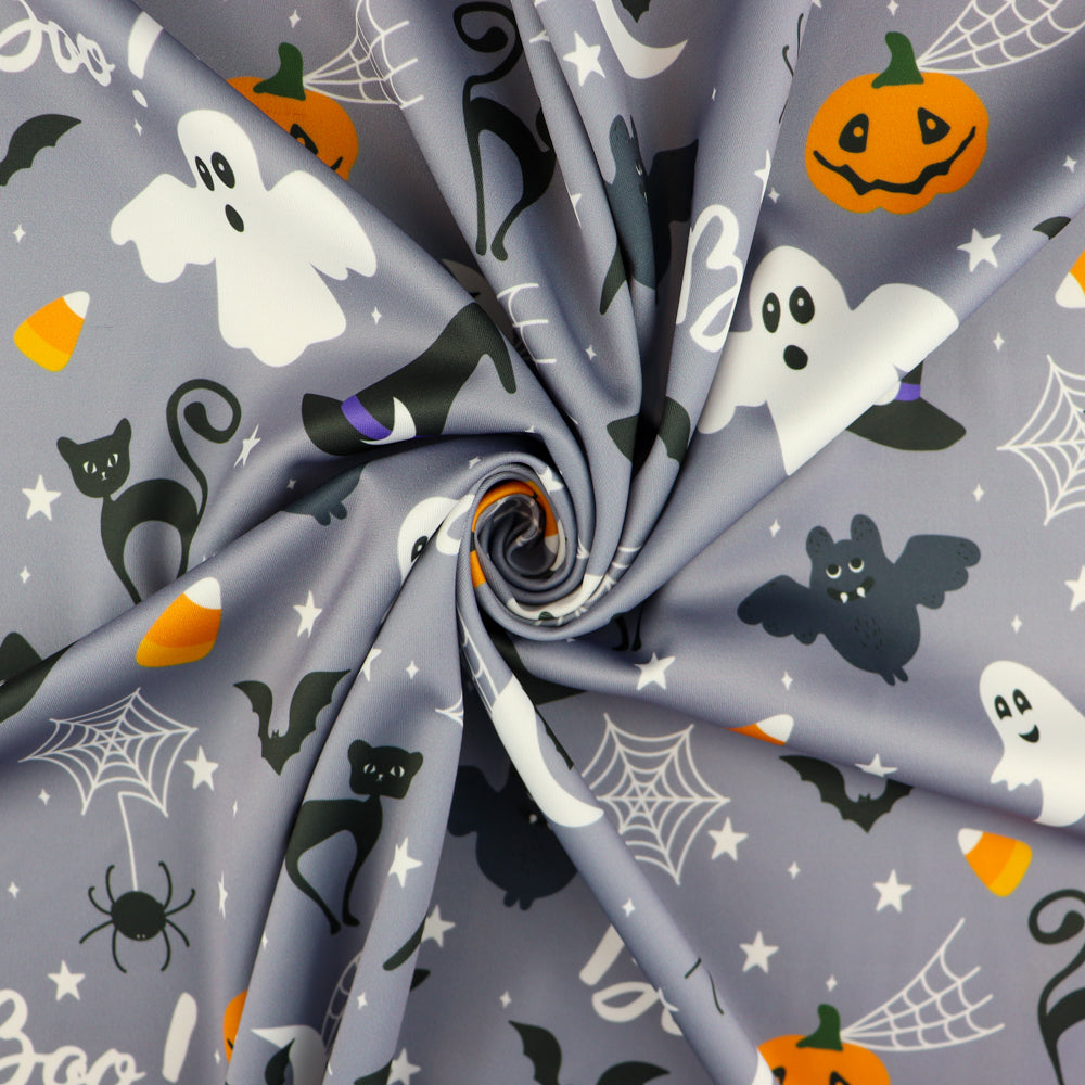 FS1064 Ghostly | Fabric | fabric, grey, halloween, scuba, spider | Fabric Styles