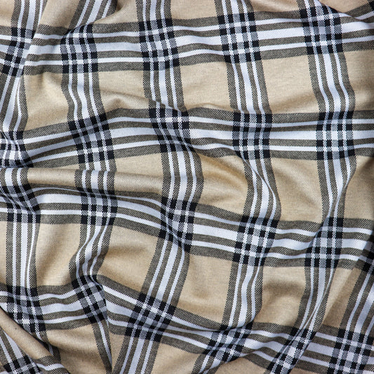 FS1097 Camel Tartan Jacquard Stretch Fabric | Fabric | Camel, Checks, Fabric, fashion fabric, Jacquard, jersey, sewing, Square, Squares, stretch, Tartan, White | Fabric Styles