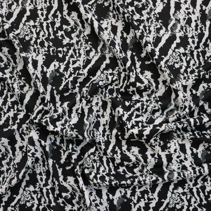 FS1156 Black Abstract Monochrome Scuba Stretch Fabric | Fabric | Black, Black and White, drape, Fabric, fashion fabric, marble, Marble Effect, Mono, Monochrome, Scuba, sewing, Stretchy, tie dye, White | Fabric Styles