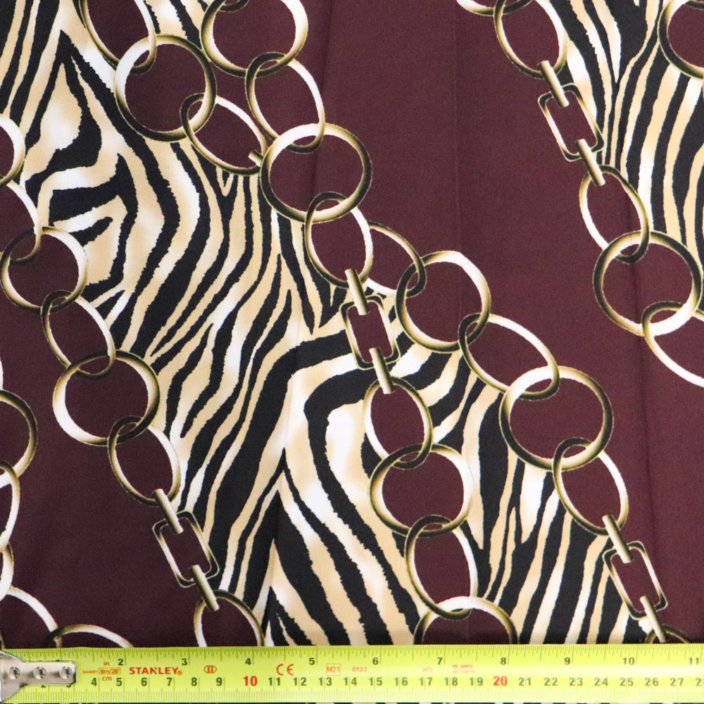 (34C) Wine Zebra Chain Fabric | Fabric | animal, Fabric, limited, new, Sale | Fabric Styles