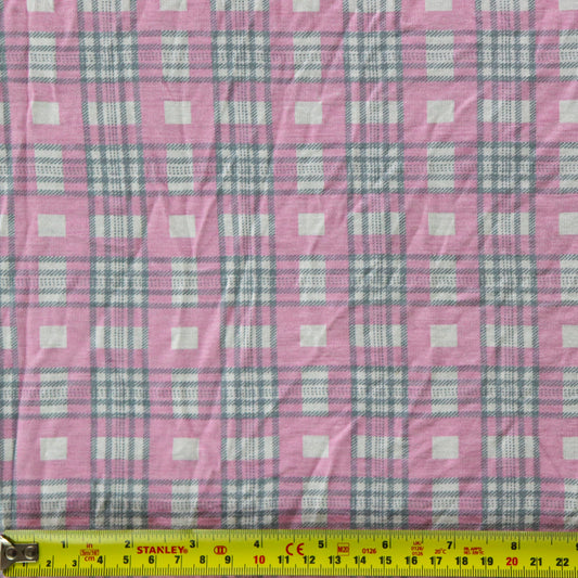 (42C) Pink Tartan Viscose Fabric | Fabric | check, Fabric, limited, new, pink, Sale, tartan, viscose, viscose elastane | Fabric Styles