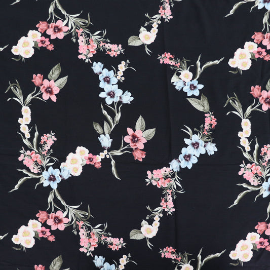 (49C) Black Floral Crepe Fabric | Fabric | crepe, Fabric, floral, limited, new, Sale | Fabric Styles