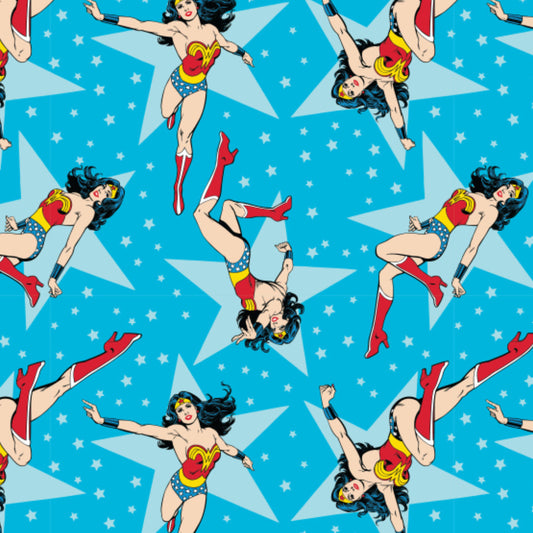 FS823_1 Wonder Woman Girls Power Blue | Fabric | Blue, Brand, Branded, Children, comic, comics, Cotton, Cotton SALE, drape, Fabric, fashion fabric, hero, Kids, Light blue, logo, making, Pencil, Sale, superhero, woman, women, Wonder Woman | Fabric Styles