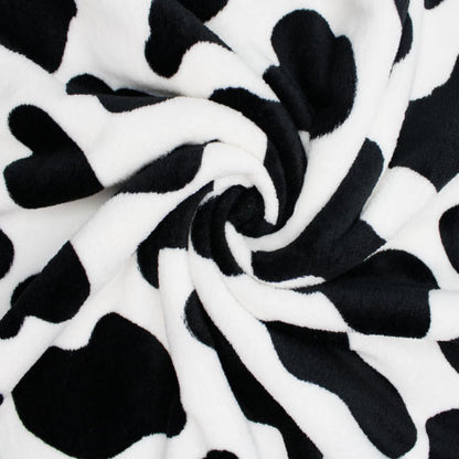 FS1087 Cow Cuddle Fleece Fabric White | Fabric | Animal, Black, Children, Comfort, Cow, Cuddle, Cuddly, drape, Fabric, fashion fabric, Fleece, Kids, Limited, making, Pastel, Pets, Polyester, sewing, Skirt, White | Fabric Styles