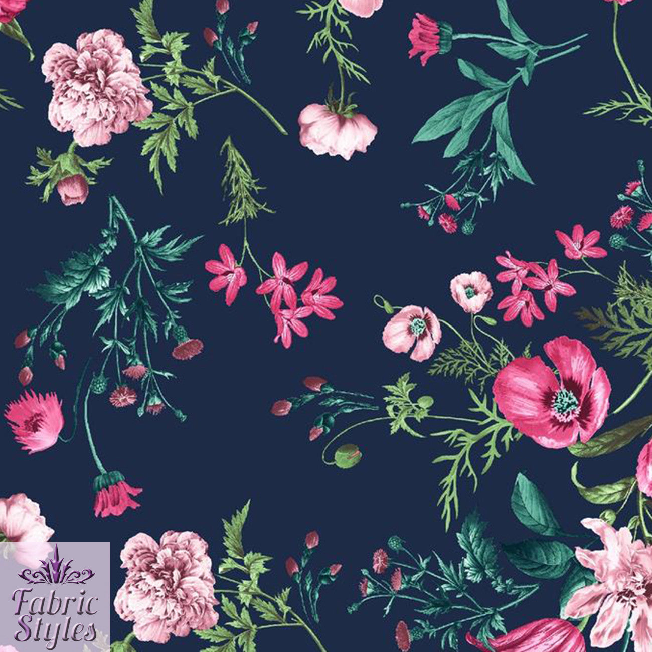 FS101 Floral Scuba Stretch Knit Fabric Navy & Mink | Fabric | drape, Fabric, fashion fabric, Floral, jersey, making, Mink, Navy, Scuba, sewing, Stretchy | Fabric Styles