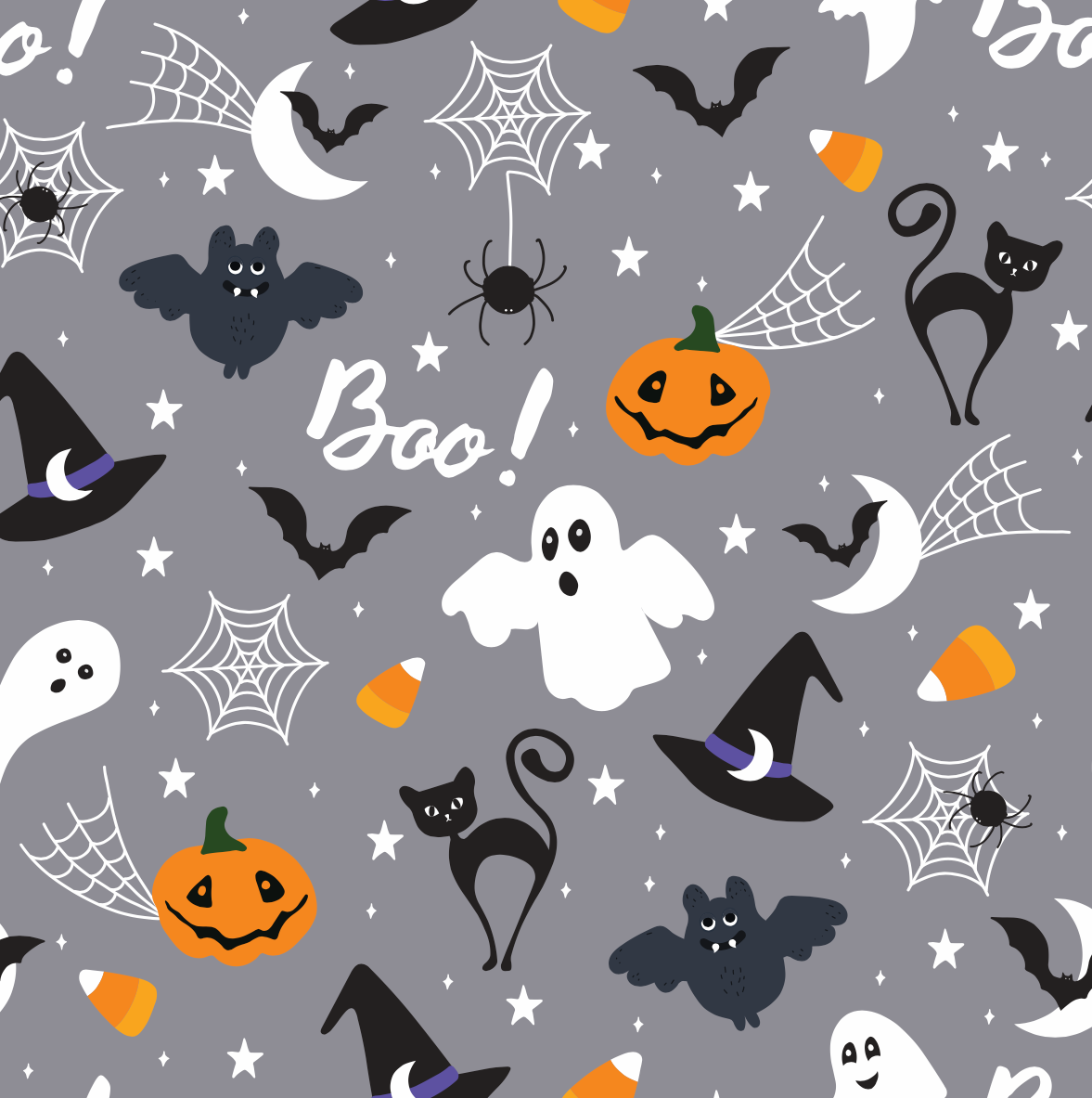 FS1064 Ghostly | Fabric | fabric, grey, halloween, scuba, spider | Fabric Styles