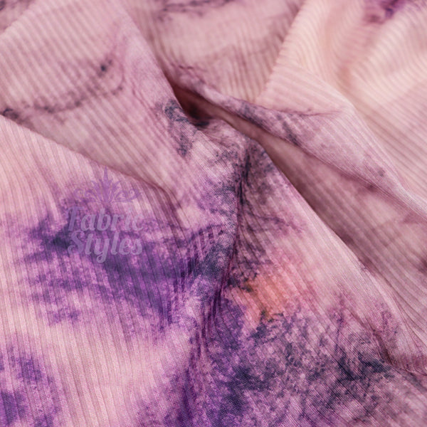 FS710 Tie Dye Rib Stretch Knit Fabric Purple