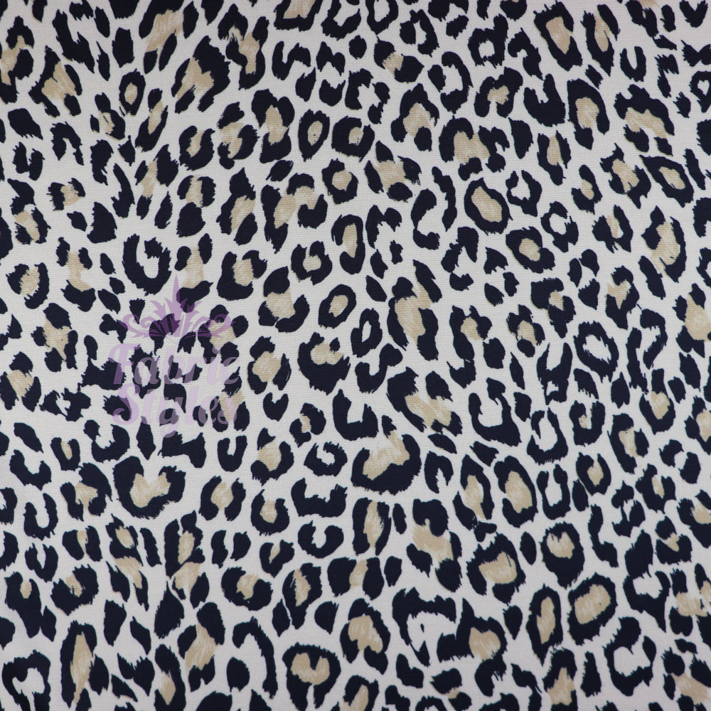 FS957 Beige Leopard Ponte | Fabric | Animal, drape, Fabric, fashion fabric, Leopard, Ponte, Sale, sewing, Stretchy | Fabric Styles