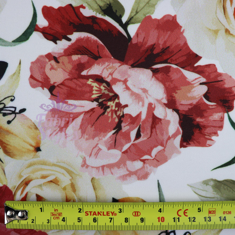 FS951 Blossom Gardens Floral | Fabric | Fabric, fashion fabric, Floral, jersey, Purple, scuba, sewing, stretch, White | Fabric Styles