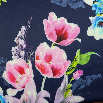 FS577 Tulie Floral | Fabric | drape, elastane, Fabric, fashion fabric, Floral, Flower, Flowers, jersey, making, Pink, Polyester, purple, Scuba, sewing, Stretchy, Watercolor, Watercolour | Fabric Styles