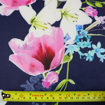 FS577 Tulie Floral | Fabric | drape, elastane, Fabric, fashion fabric, Floral, Flower, Flowers, jersey, making, Pink, Polyester, purple, Scuba, sewing, Stretchy, Watercolor, Watercolour | Fabric Styles