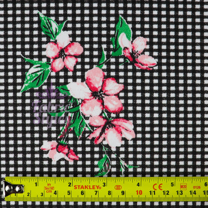 FS666 Gingham Pink Floral | Fabric | blue, Cactus, Fabric, Fabrics, Fashion, Floral, Flowers, Gingham, Pink, purple, SALE, scuba, Stretch, Watercolor, Watercolour | Fabric Styles