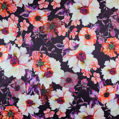 FS576 Meraki Bloom | Fabric | drape, elastane, Fabric, fashion fabric, Floral, Flower, Flowers, FS574, FS576, Ivory, jersey, making, Pink, Polyester, Purple, Scuba, sewing, Stretchy, Watercolor, Watercolour | Fabric Styles